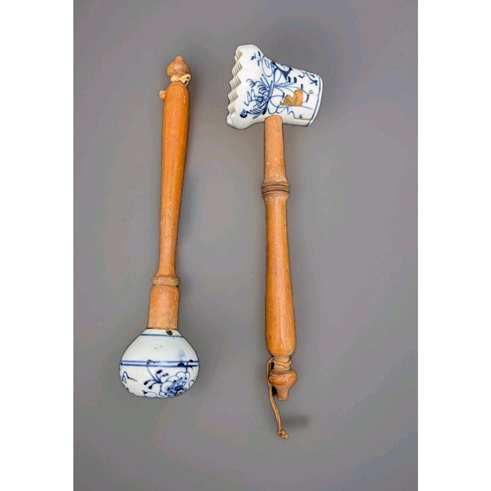 Blue Onion (Zwiebelmuster) Meat Mallet And Muddler Vintage Meissen 11.5 In